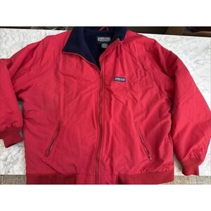 Vintage Lands End Squall Jacket Womens XL Red  Made in USA Blue Fleece Lined